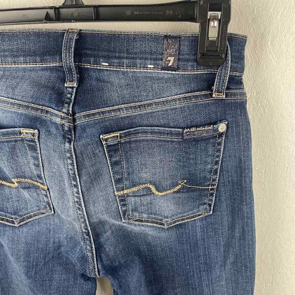 7 for all Mankind Mid/High Rise Skinny Gwenevere Slightly Distressed Jeans Sz 25 - Picture 9 of 12